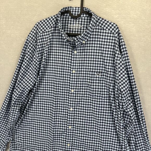 Vineyard Vines Shirt Mens XL Blue Gingham Plaid On The Go OTG Performance - Picture 3 of 10